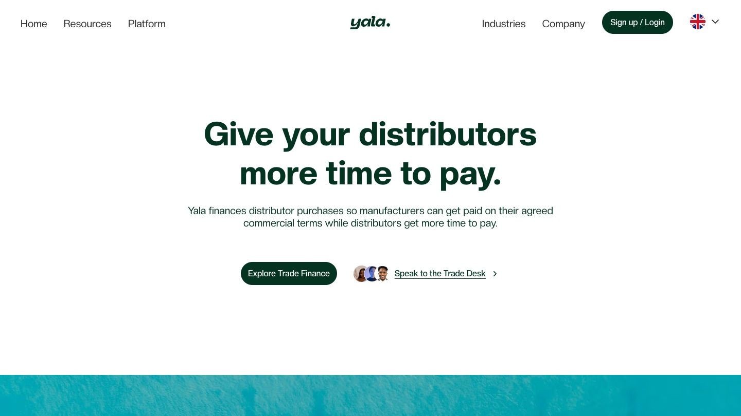 Trade Finance page on the new Yala website